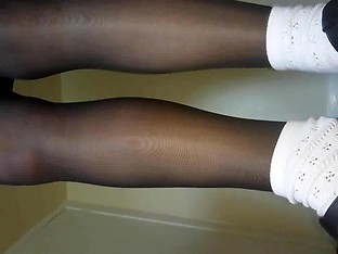 Black tights,white socks and t-bar shoes