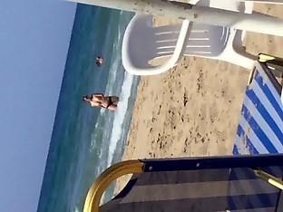 Busty french girl on a greek beach